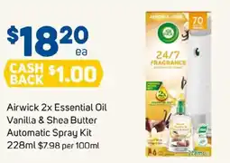 Foodland Airwick 2x Essential Oil Vanilla & Shea Butter Automatic Spray Kit offer