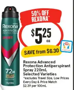 IGA Rexona advanced protection antiperspirant spray offer