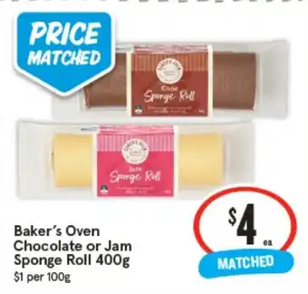 Baker's Oven Chocolate or Jam Sponge Roll