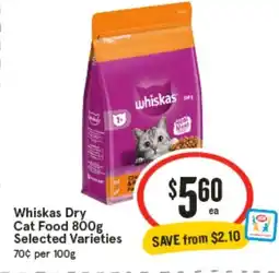 IGA Whiskas Dry Cat Food offer