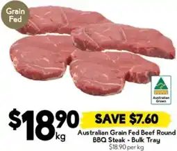 Drakes Australian Grain Fed Beef Round BBQ Steak Bulk Tray offer