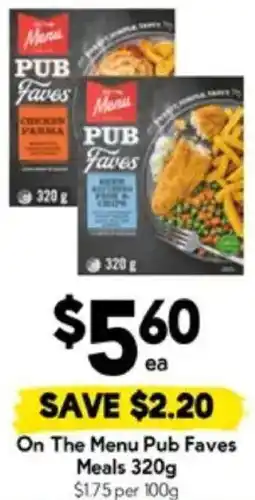 Drakes On The Menu Pub Faves Meals offer