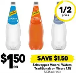 Drakes Schweppes Mineral Waters, Traditionals or Mixers offer