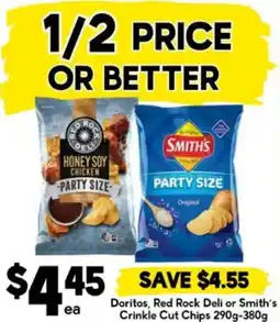 Drakes Doritos, Red Rock Deli or Smith's Crinkle Cut Chips offer