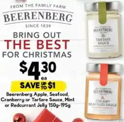 Drakes Beerenberg Apple, Seafood, Cranberry or Tartare Sauce, Mint or Redcurrant Jelly offer