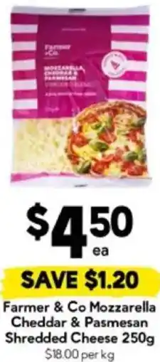 Drakes Farmer & Co Mozzarella Cheddar & Pasmesan Shredded Cheese offer