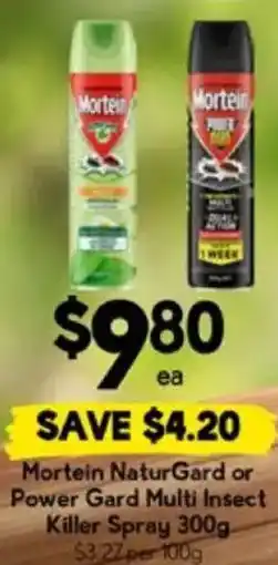 Drakes Mortein NaturGard or Power Gard Multi Insect Killer Spray offer