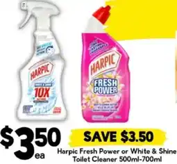 Drakes Harpic Fresh Power or White & Shine Toilet Cleaner offer