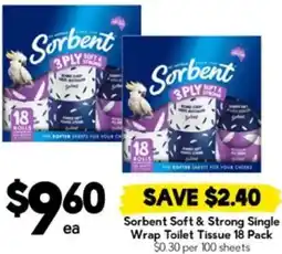 Drakes Sorbent Soft & Strong Single Wrap Toilet Tissue offer