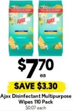 Drakes Ajax Disinfectant Multipurpose Wipes offer