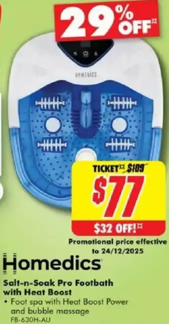 Homedics Salt-n-Soak Pro Footbath with Heat Boost
