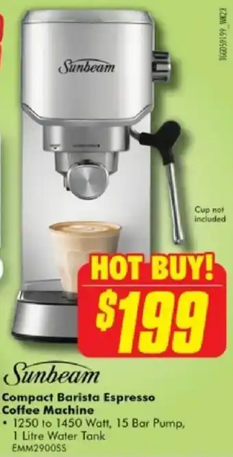 The Good Guys Sunbeam Compact Barista Espresso Coffee Machine offer
