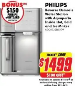 The Good Guys Philips reverse osmosis water station with aquaporin inside hot, cold and ice maker offer