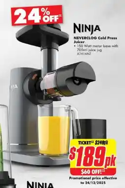 The Good Guys Ninja neverclog cold press juicer offer
