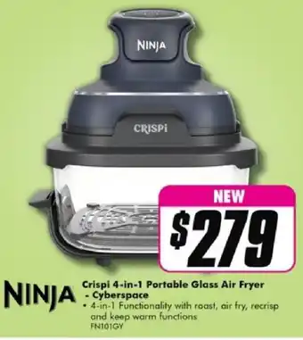 The Good Guys Ninja Crispi 4-in-1 Portable Glass Air Fryer - Cyberspace offer