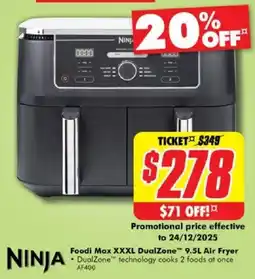 The Good Guys Ninja Foodi Max XXXL DualZone 9.5L Air Fryer offer