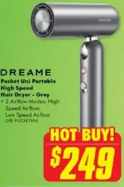 The Good Guys DREAME Pocket Uni Portable High Speed Hair Dryer - Grey offer
