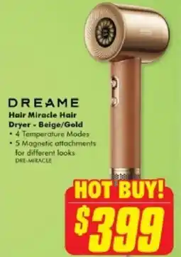 The Good Guys DREAME Hair Miracle Hair Dryer - Beige/Gold offer