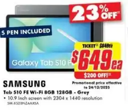 The Good Guys SAMSUNG Tab 510 FE Wi-Fi 8GB 128GB - Grey offer