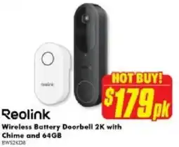 The Good Guys Reolink Wireless Battery Doorbell 2K with Chime and 64GB offer