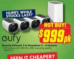 The Good Guys Cufy Security Eufycam 3 & Homebase 3 - 4 Camera offer