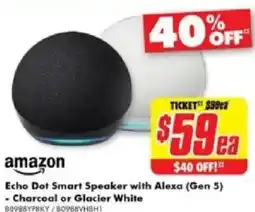The Good Guys Amazon Echo Dot Smart Speaker with Alexa (Gen 5) - Charcoal or Glacier White offer