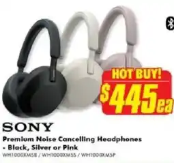 The Good Guys SONY Premium Noise Cancelling Headphones - Black, Silver or Pink offer