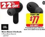 The Good Guys JBL Wave Beam 2 Earbuds offer