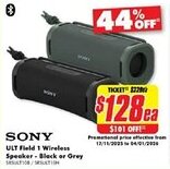 The Good Guys SONY ULT Field 1 Wireless Speaker - Black or Grey offer