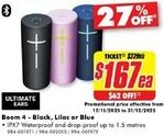The Good Guys ULTIMATE EARS Boom 4 - Black, Lilac or Blue offer