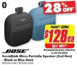 The Good Guys BOSE SoundLink Micro Portable Speaker (2nd Gen) - Black or Blue Dusk offer