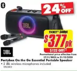 The Good Guys JBL Partybox On the Go Essential Portable Speaker offer