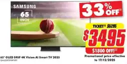 The Good Guys 65" OLED S95F 4K Vision Al Smart TV 2025 offer