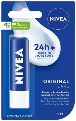 IGA Nivea 24h Melt‑In Moisture Lip Balm Selected Varieties offer