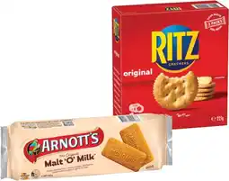 IGA Arnott’s Sweet Biscuits 250g or Ritz Crackers 150‑227g Selected Varieties offer
