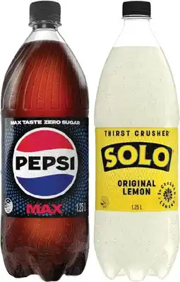 IGA Pepsi or Solo 1.25 Litre Selected Varieties offer