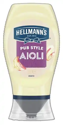 IGA Hellmann’s Squeezy Garlic Aioli or Mayo 250‑252g Selected Varieties offer