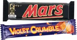 IGA Mars Medium Bars 44‑56g, M&M’s 35‑49g or Violet Crumble 50g Selected Varieties offer
