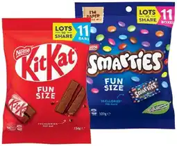 IGA Nestlé KitKat, Smarties or Milky Bar Fun Size 11 Pack Selected Varieties offer
