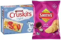 IGA Smith’s Crinkle Cut Chips 150‑170g or Arnott’s Cruskits Crispbread 125g Selected Varieties offer