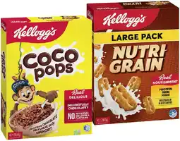IGA Kellogg’s Cereal Nutri‑Grain 765g, Coco Pops 650g or Crunchy Nut Corn Flakes 640g offer