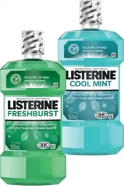IGA Listerine Fresher & Cleaner Mouthwash Selected Varieties offer