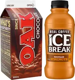IGA Oak Flavoured Milk 600mL or Ice Break Coffee 500mL Selected Varieties offer
