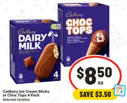 IGA Cadbury Ice Cream Sticks or Choc Tops Selected Varieties offer