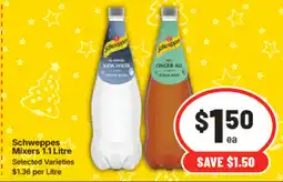 IGA Schweppes Mixers Selected Varieties offer