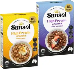 IGA Sunsol High Protein Granola Choc Almond or Honey Nut 450g offer