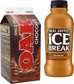 IGA Ice Break Real Coffee 500mL or Oak Flavoured Milk 600mL Selected Varieties offer