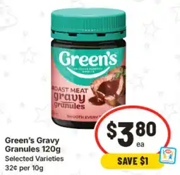 IGA Green's Gravy Granules Selected Varieties offer