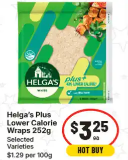 IGA Helgas Plus Lower Calorie Wraps Selected Varieties offer