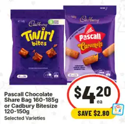IGA Pascall Chocolate Share Bag or Cadbury Bitesize offer